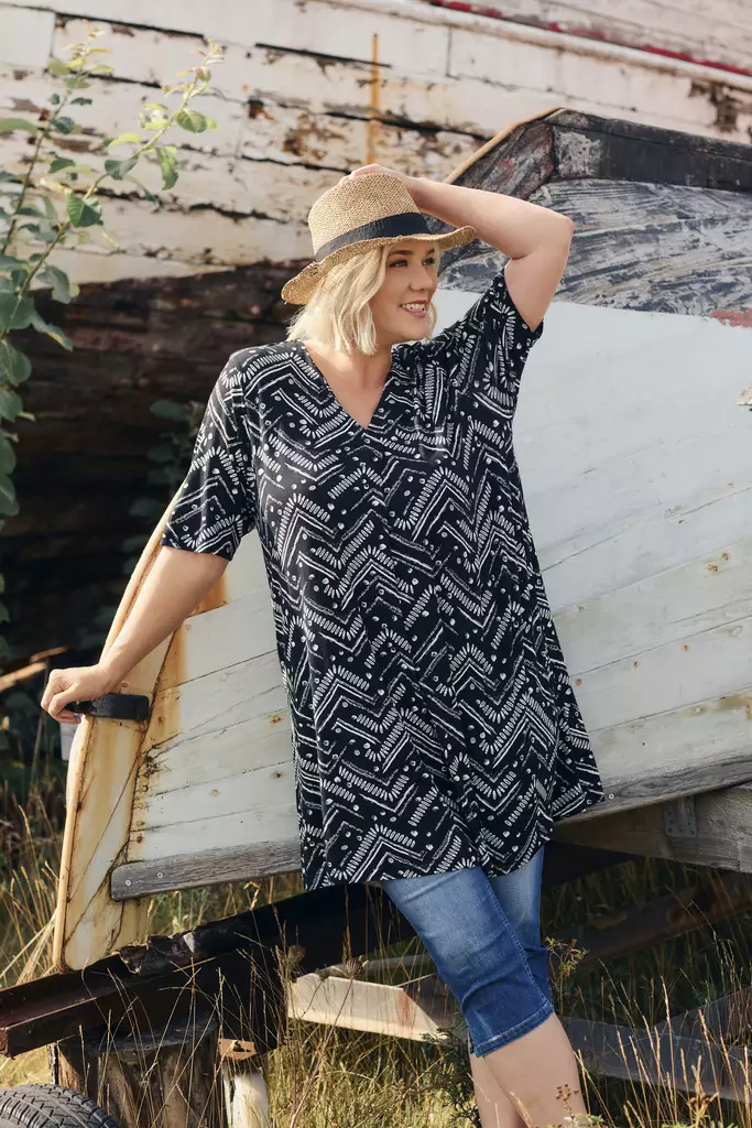 Ciso tunika valko musta kuviointi - Naisten paidat ja puserot - 571324243652 - 1