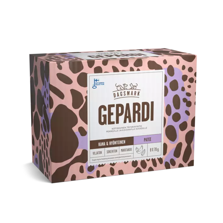 DM Gepardi kanaa& hyönteistä 8x70g - Kissan märkäruoat - 6430066383184 - 1