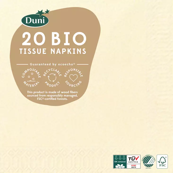 Duni lautasliina Vanilja 24cm - Lautasliinat - 7321011057474 - 1