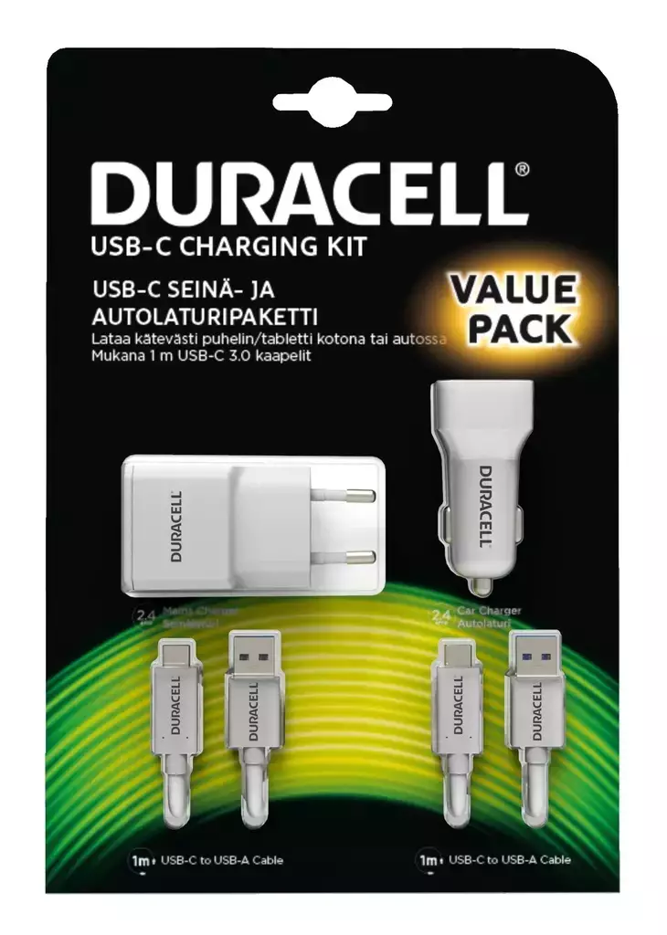 Duracell USB-C laturisetti - Puhelintarvikkeet ja laturit - 5055190186404 - 1