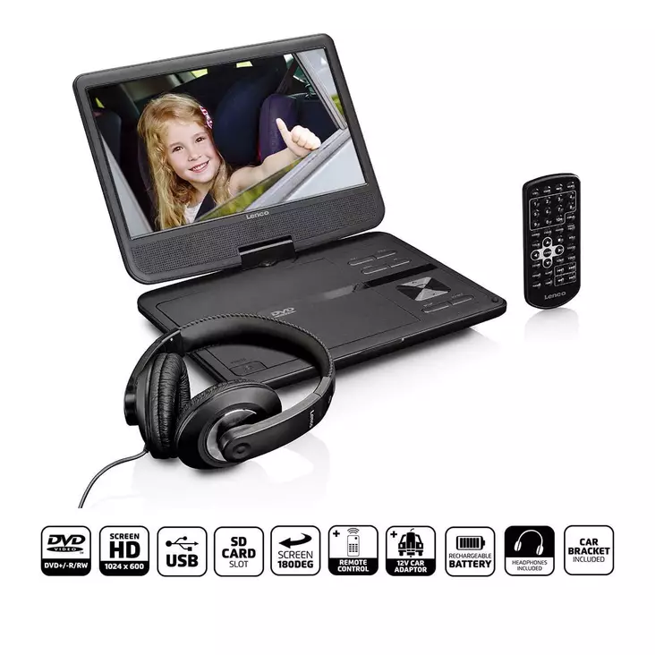 Dvd-soitin 10"lenco dvp-1010 - Radiot, soittimet ja radiopuhelimet - 8711902037934 - 1