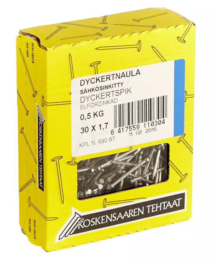 Dyckertnaula sink. 0,5KG 30X1,7mm - Naulat - 6417559110304 - 1