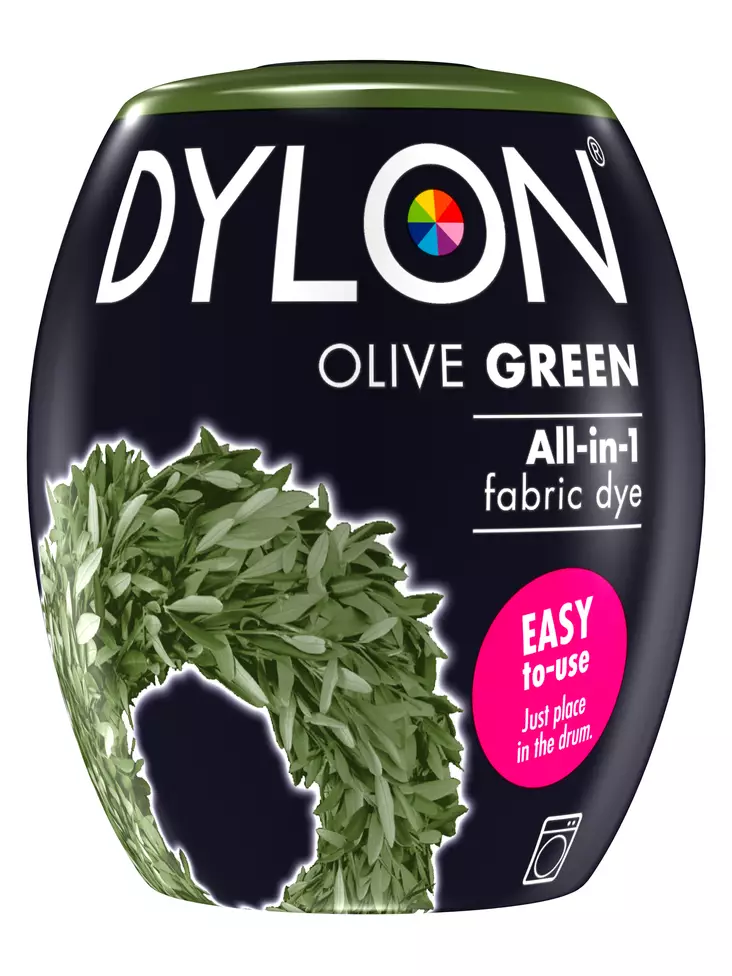 Dylon tekstiiliväri olive green 34 350g - Konetekstiilivärit - 7332531092234 - 1