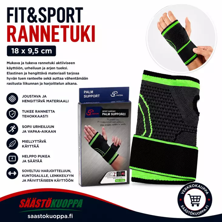 Fit&sport rannetuki 18*9,5cm - Sisäliikunta ja kehonhuolto - 6438506015824 - 1
