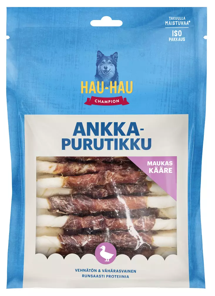 Hau-Hau Champion herkkuluut ankkapurutikku 45kpl 400g - Koiran herkut - 6430056881034 - 1