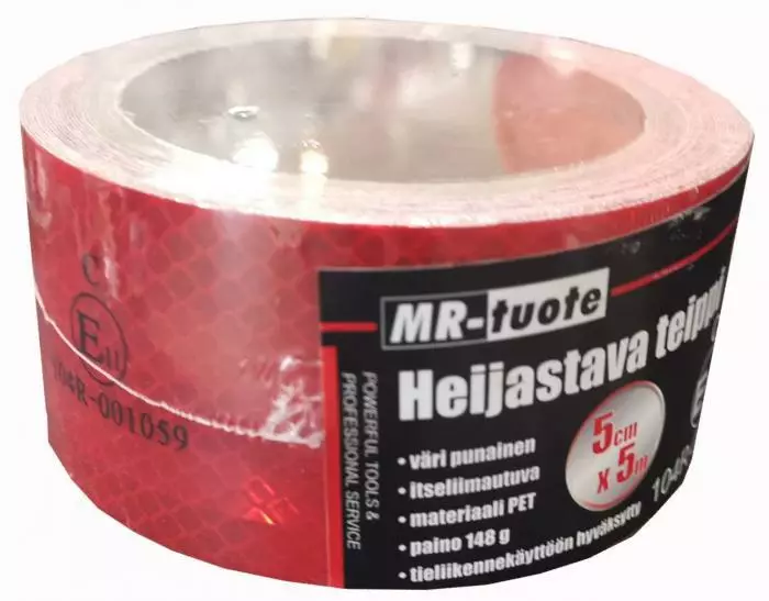 Heijastava teippi punainen 5cm x 5 m - Teipit - 6430074693664 - 1