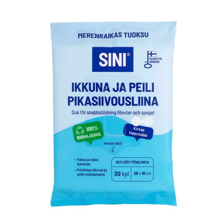Ikkuna ja peili kostea pikasiivousliina 30 kpl - Pölyhuiskat ja siivousliinat - 6423800037634 - 1