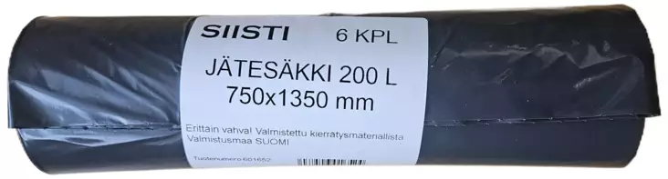 Jätesäkki 200L 6kpl rullassa - Jätesäkit - 6438506016524 - 1