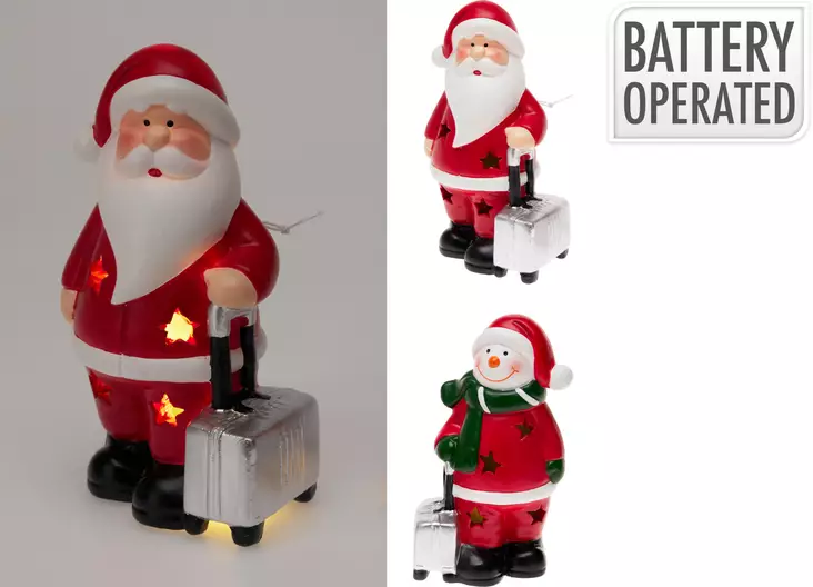 Joulupukki/Lumiukko led valolla 15cm - Joulukoristeet - 8721037613514 - 1