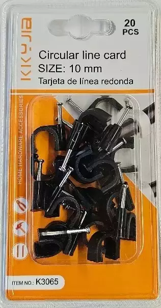 Kaapelikiinnike 10mm 20kpl, musta - Kiinnikkeet ja nippusiteet - 6438159387644 - 1