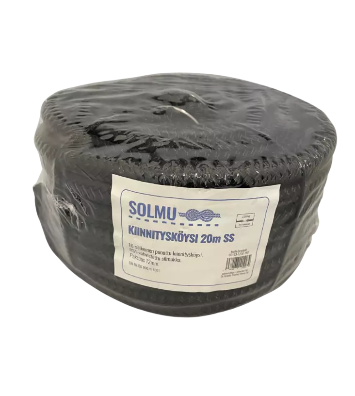 Kiinnitysköysi 12mm 20m ss-koukku - Veneilytarvikkeet - 6438168115184 - 1