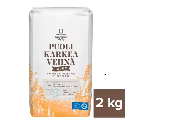 Kinnusen Mylly vehnäjauho 2kg puolikarke - Jauhot - 6418690251024 - 1