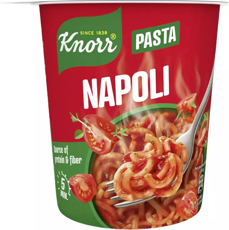 KNORR PASTA SNACK POT NAPOLI - Kuivaruoka-aineet, keitot ja kastikkeet - 8714100671504 - 1