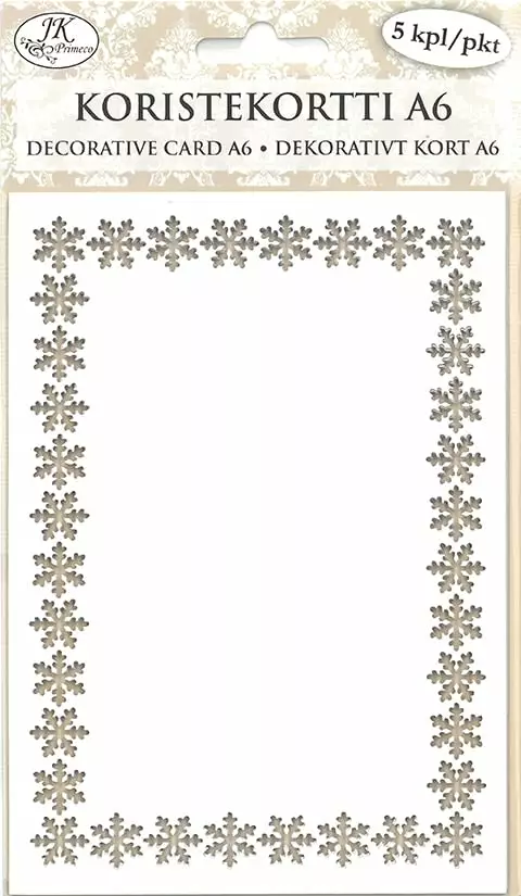 Koristekortti A6 lumihiutalereuna valk - Askartelukoristeet - 6417715069934 - 1