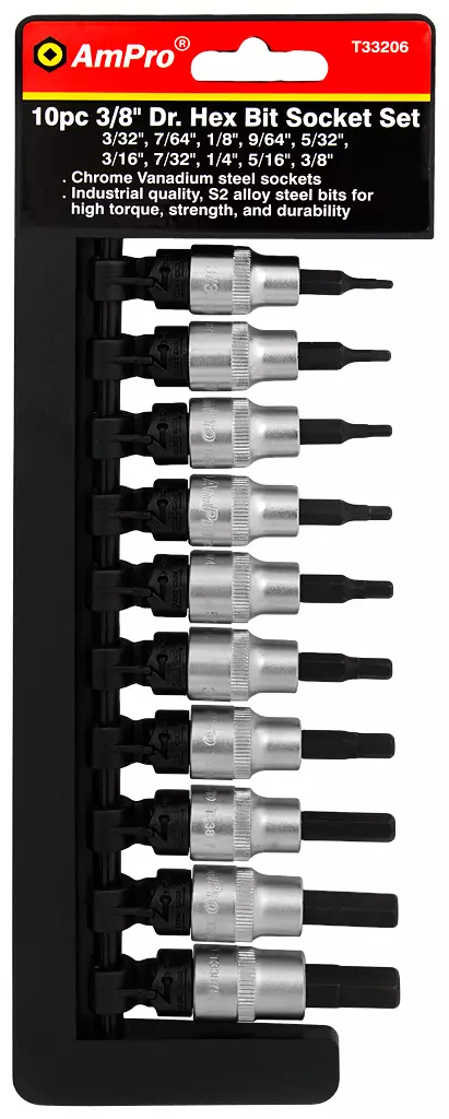 Kuusiokärkihylsysarja 3/8" SAE 10-os. - Hylsysarjat - 795609332064 - 1