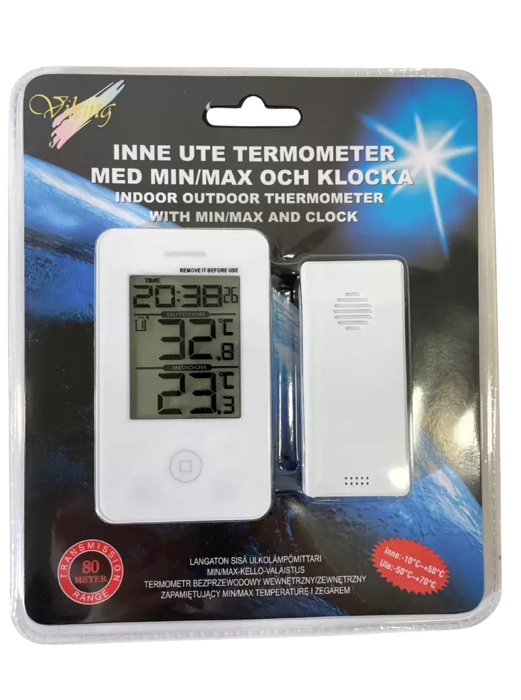 Langaton digitaalinen sisä/ulkolämpömitttari - Lämpömittarit - 7316040002274 - 1