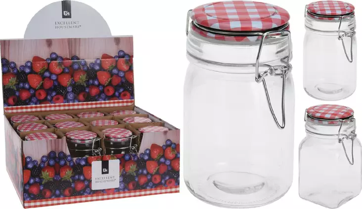 Lasipurkki punainen kansi 250ml - Lasipullot ja -purkit - 8719202392364 - 2