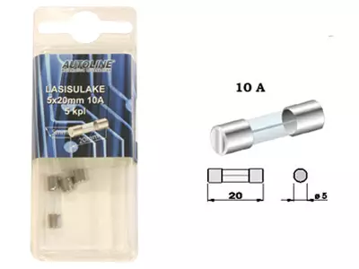 Lasisulake 10A 5x20mm 5 kpl - Sulakkeet ja sulakelajitelmat - 6438255061004 - 1