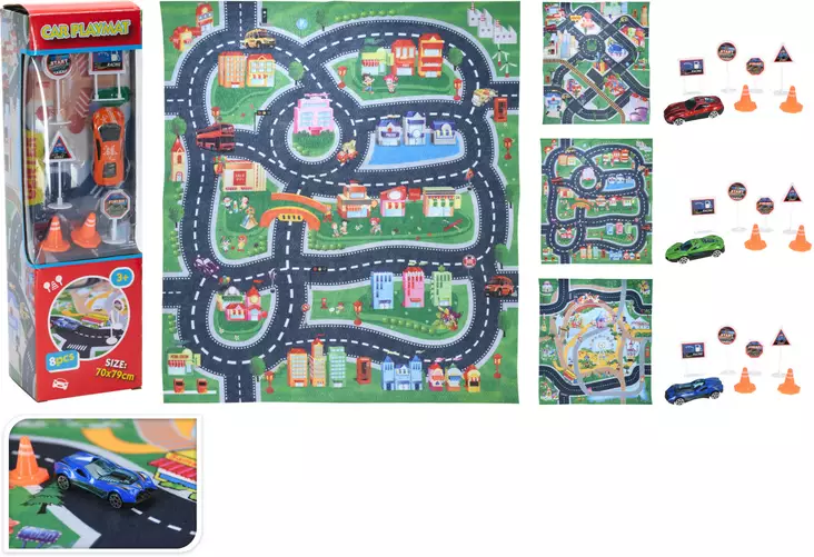 Liikennematto 79x70cm - Leikkiautot ja kauko-ohjattavat autot - 8720573904674 - 1