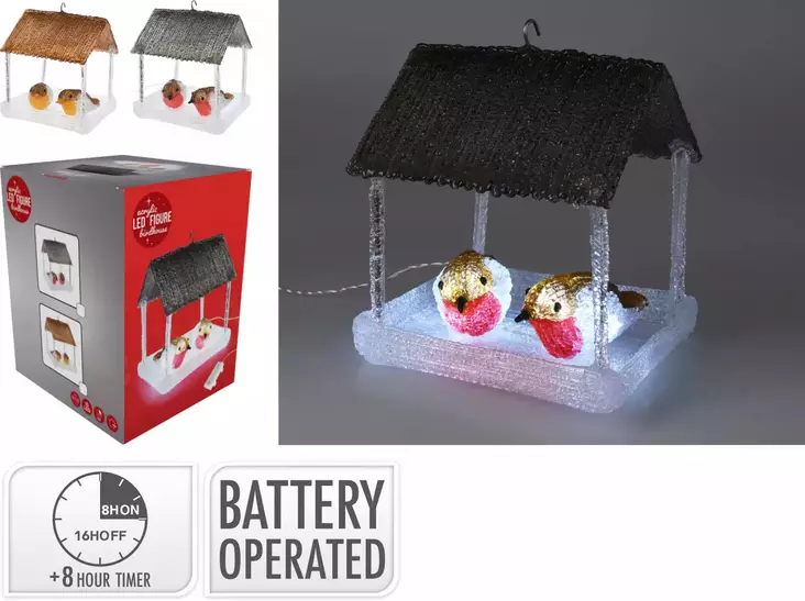 Lintulauta led akryyli paristokäyttoinen - Jouluvalot - 8721037227254 - 1