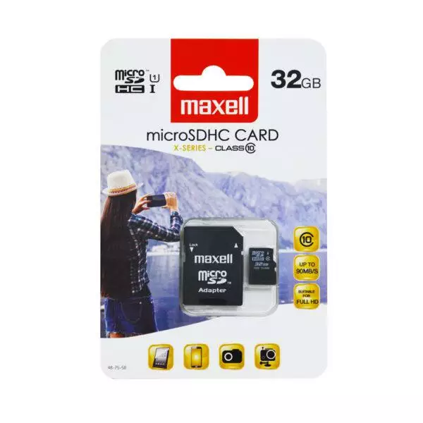 Maxell micro-sd kortti 32gb+sd-adapteri - Muistitikut ja muistikortit - 4902580745264 - 1