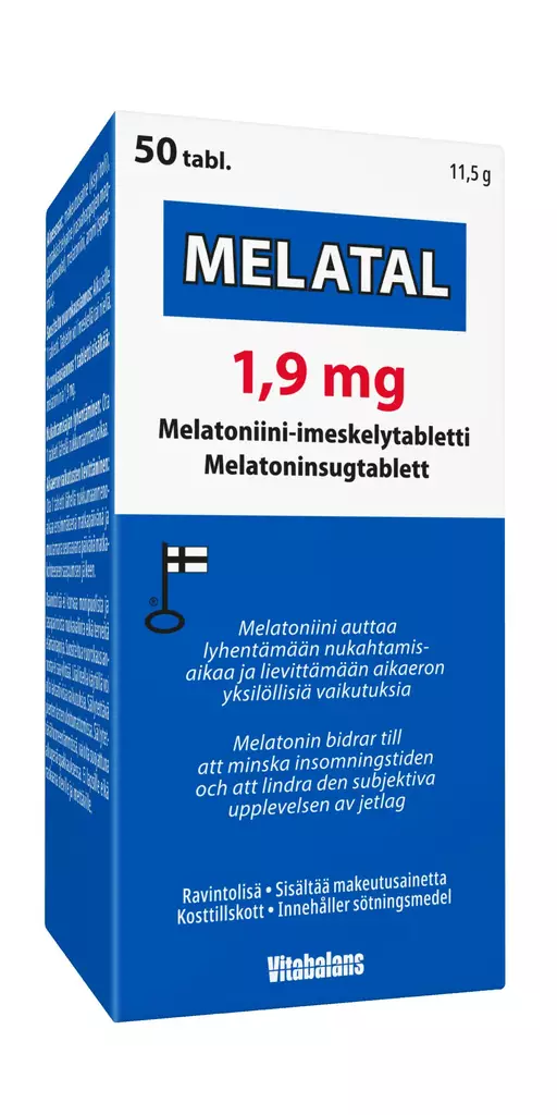 Melatal 1,9mg 50kpl melatoniinitabletti - Vitamiinit ja mineraalit - 6410530036334 - 1
