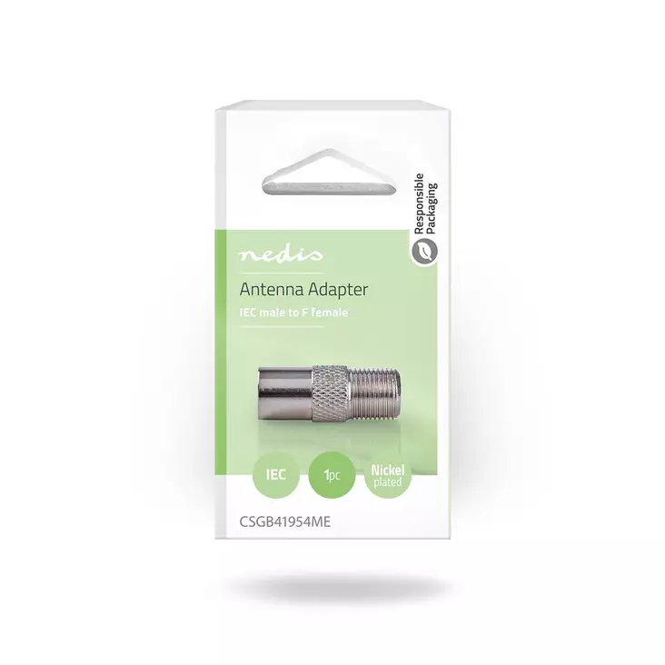 Nedis antennisovitin F naaras-Coax uros - Antennijohdot ja kaapelit, antennit - 5412810289684 - 1
