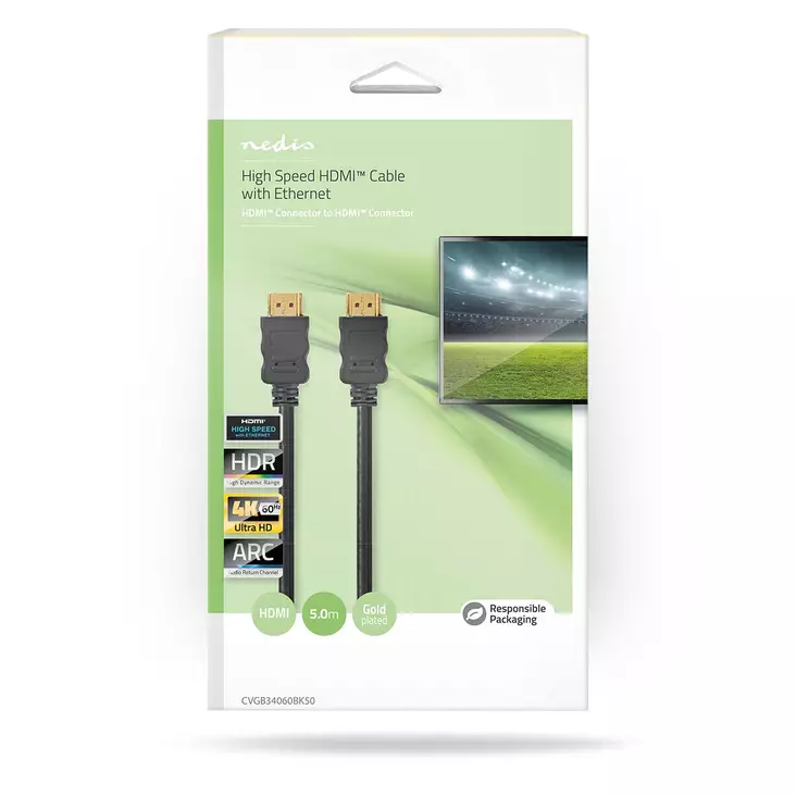 Nedis HDMI Kaapeli 5m 4K/60Hz - Audiokaapelit - 5412810455034 - 1
