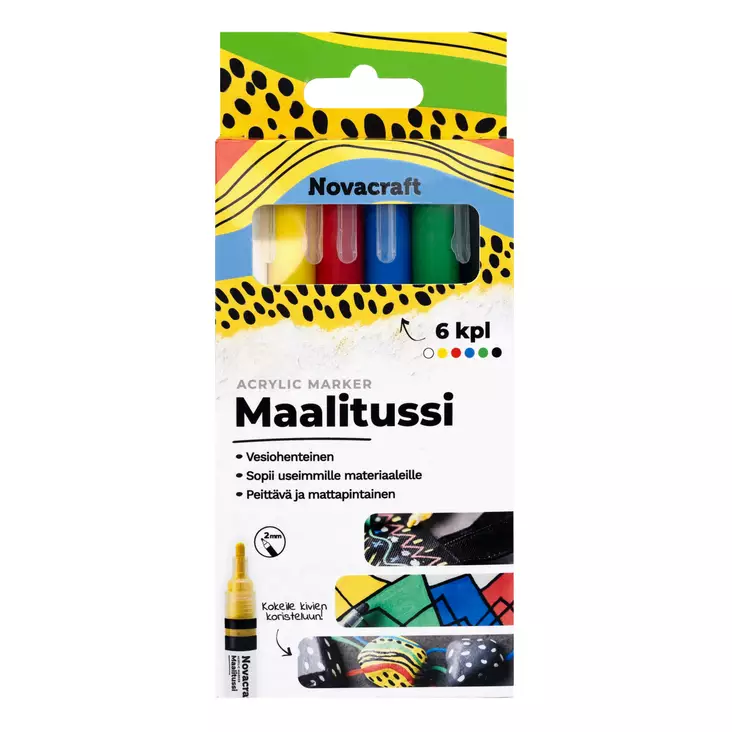 Novacraft akryylitussit 6kpl - Muut askartelutarvikkeet - 6429810234544 - 1