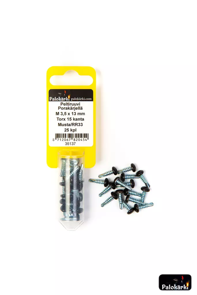 Peltiruuvi porak. 3,5x13mm TX15 musta - Ruuvit - 8712067820454 - 1