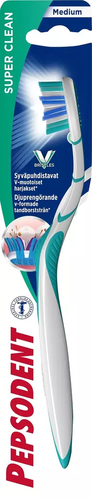 PEPSODENT SUPER CLEAN MEDIUM HAMMASHARJA - Hiustenhoito ja hiuskoristeet - 8712561936194 - 1