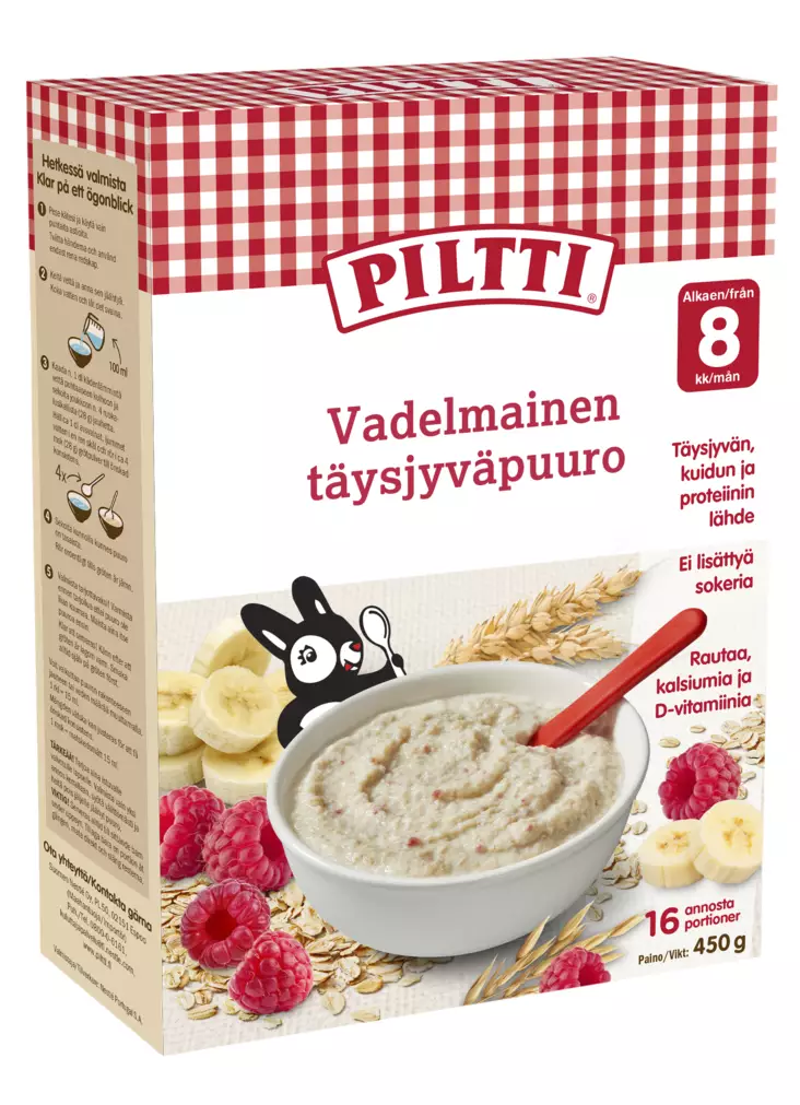 Piltti 450g Vadelmainen täysjyväpuurojau - Lastenruoat - 8445290805454 - 1