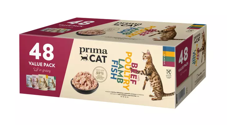 PrimaCat Classic kastikelajitelma 48x85g - Kissan märkäruoat - 6438554008984 - 1
