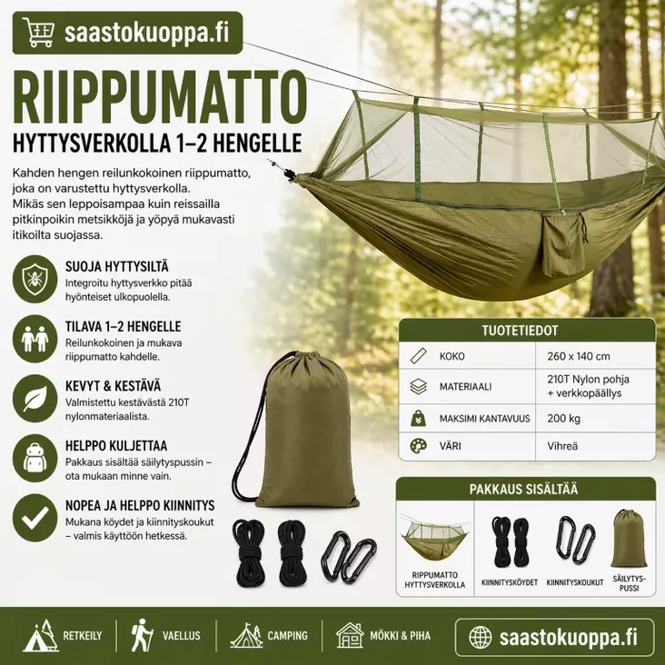 RIIPPUMATTO HYTTYSVERKOLLA - Teltat - 6438159999274 - 1