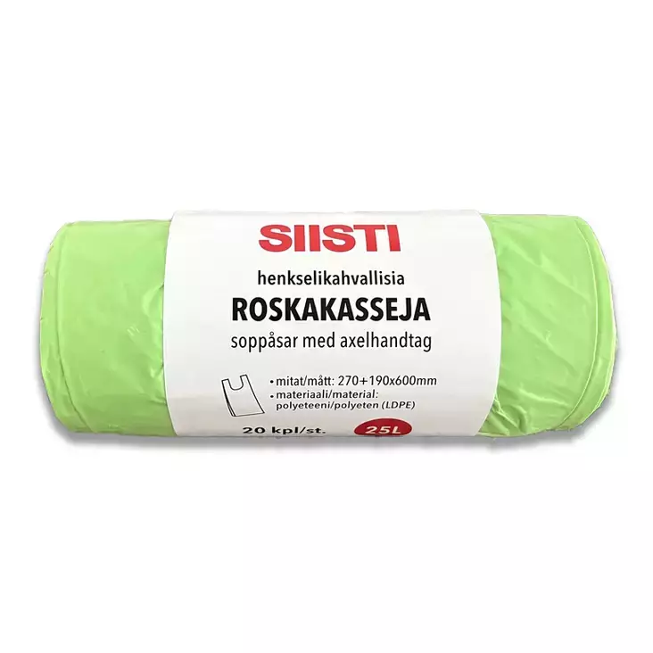 Roskakassi 25L 20kpl/rll vihreä - Roskapussit - 6438506000554 - 1
