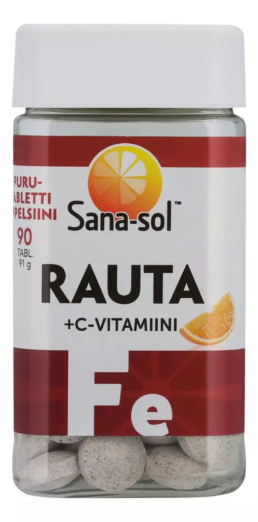 Sana-sol rauta+c purutabletti 90kpl - Vitamiinit ja mineraalit - 5702071381334 - 1