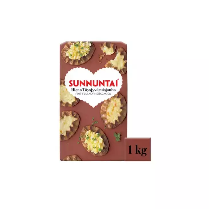 SUNNUNTAI HIENO TÄYSJYVÄRUISJAUHO 1KG - Pastat, riisit ja jauhot - 6411200104414 - 1