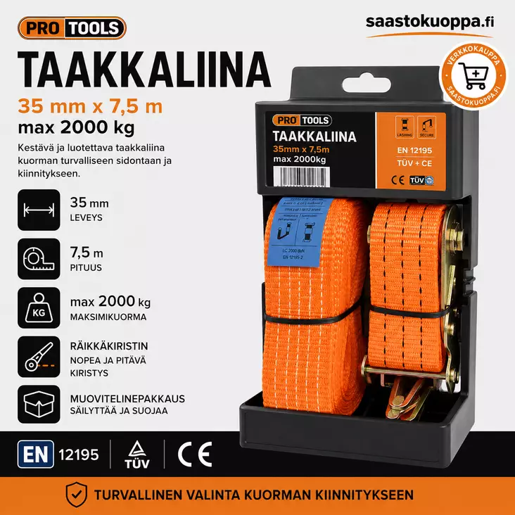 Taakkaliina 2000/1000KG 35MMX7,5M - Kuormaliinat - 6438159042284 - 1
