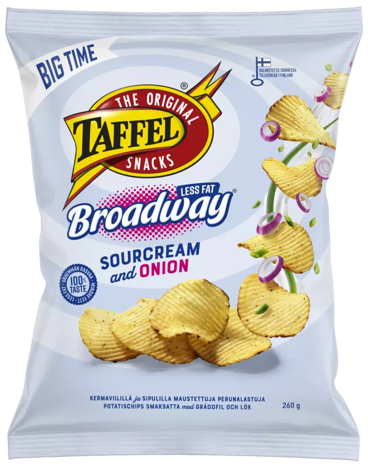 Taffel less fat broadway sourcream and o - Sipsit, snacksit ja pähkinät - 6410380042004 - 1