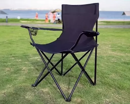 Taittuva retkituoli juomatelineellä 50x50x80cm,musta - Retkituolit - 6438159013314 - 1