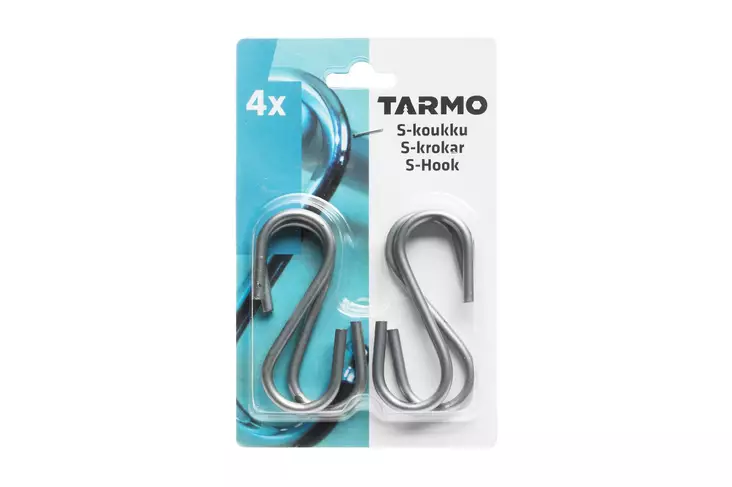 Tarmo s-koukku metalli 4kpl hopea - Koukut ja naulakot - 6410412127754 - 3
