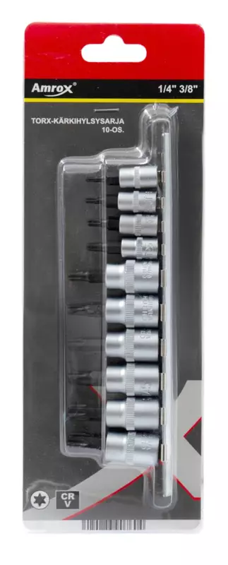 Torx-kärkihylsysarja 1/4" 3/8" 10-os. - Hylsysarjat - 6420286907604 - 1