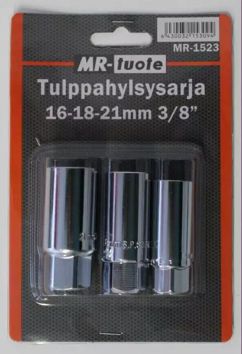 Tulppahylsysarja 16-18-21 mm, 3/8", 3-os - 3/8 Hylsyt - 6430032153094 - 1