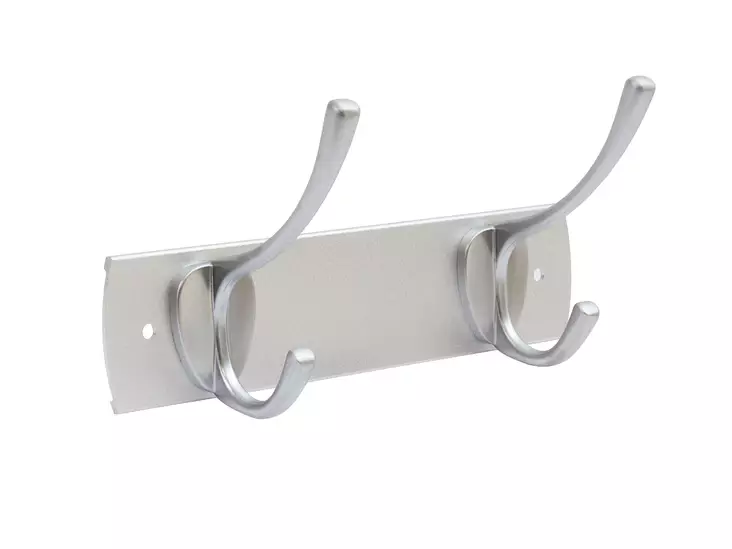 Vaatenaulakko 2-koukkua 200mm mattakromi - Koukut ja naulakot - 6414675051634 - 1