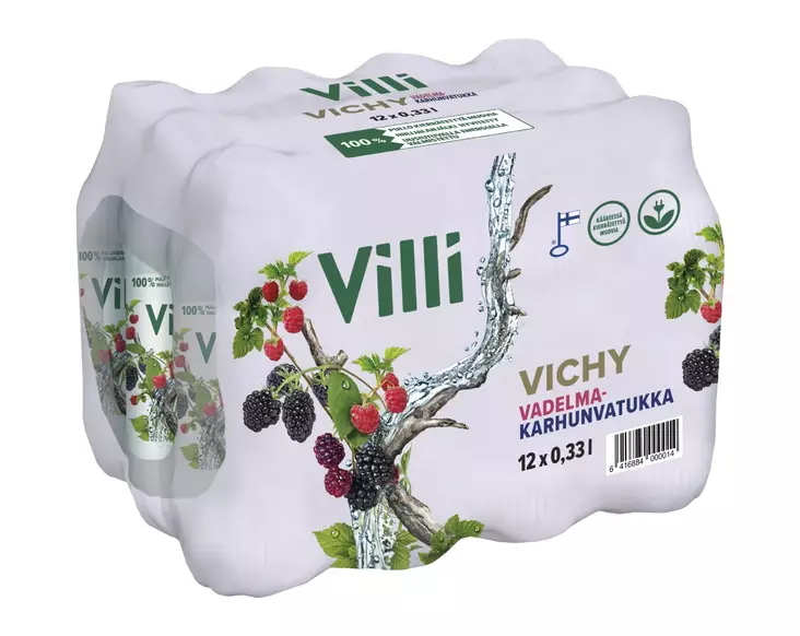 Villi Vichy vadelma-karhunvatukka 12-pac - Lähdevedet ja kivennäisvedet - 6416884000014 - 1