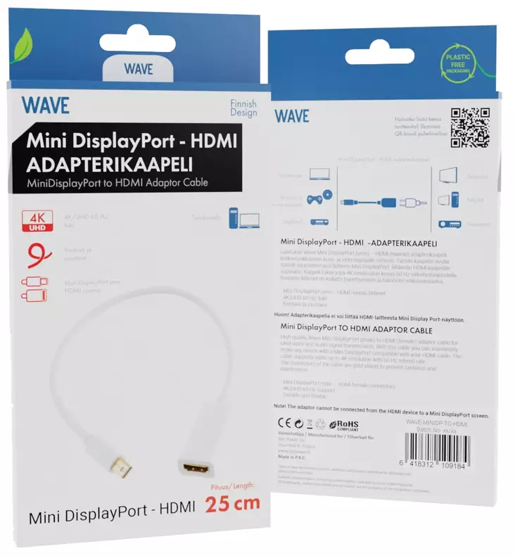 Wave mini-DP uros - HDMI naaras - Muut tietokonetarvikkeet - 6418312109184 - 1