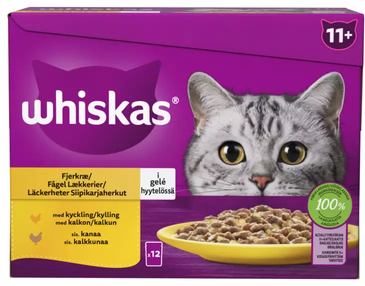 Whiskas Siipikarjaherkut hyyt. 12x85g - Kissan märkäruoat - 3065890154964 - 1