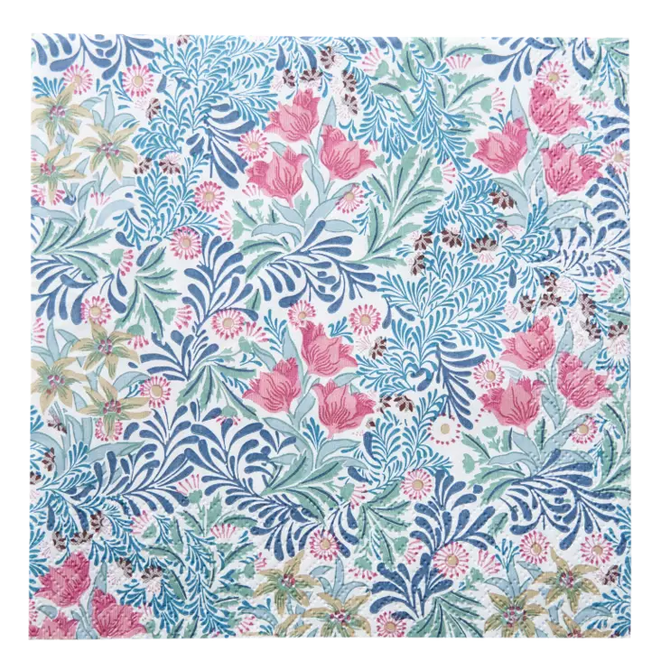 William Morris Lautasliina Bower sininen 24cm 20kpl - Lautasliinat - 6411630400254 - 1