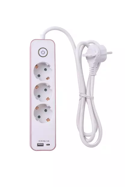 Airam jatkojohto 3-osainen 1,4 m Roosa nauha - Jatkojohdot - 6435200244215 - 1