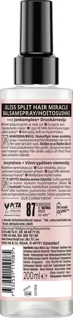 Gliss Split Hair Miracle hoitosuihke 200ml - Hiustenhoitoaineet - 7332531119085 - 2